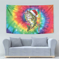 Funny Fishmas Bass Tapestry Merry Fishmas Tie-dye Christmas Vibes - Wonder Print Shop