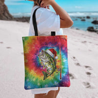 Funny Fishmas Bass Tote Bag Merry Fishmas Tie-dye Christmas Vibes - Wonder Print Shop