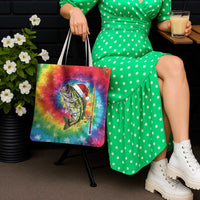 Funny Fishmas Bass Tote Bag Merry Fishmas Tie-dye Christmas Vibes - Wonder Print Shop