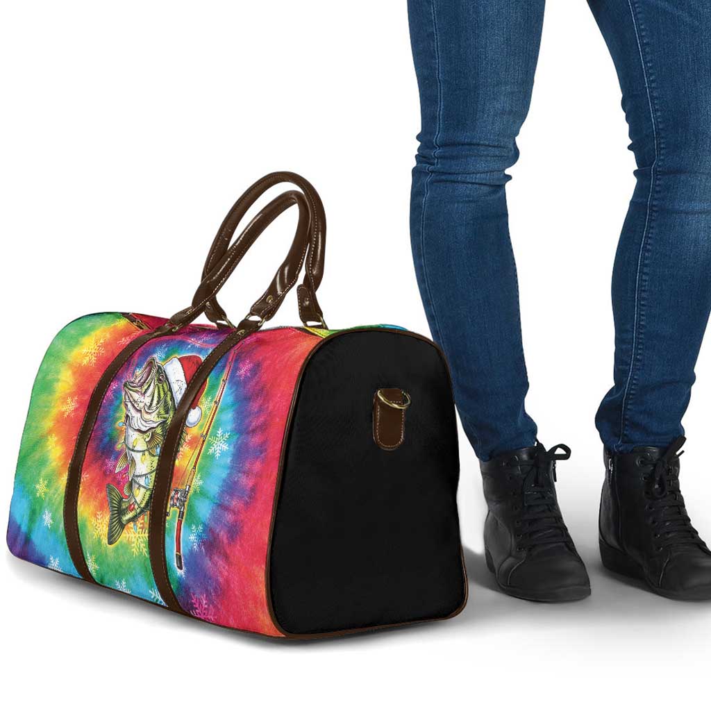 Funny Fishmas Bass Travel Bag Merry Fishmas Tie-dye Christmas Vibes - Wonder Print Shop