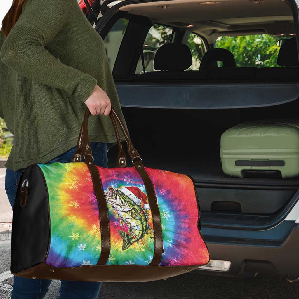 Funny Fishmas Bass Travel Bag Merry Fishmas Tie-dye Christmas Vibes - Wonder Print Shop