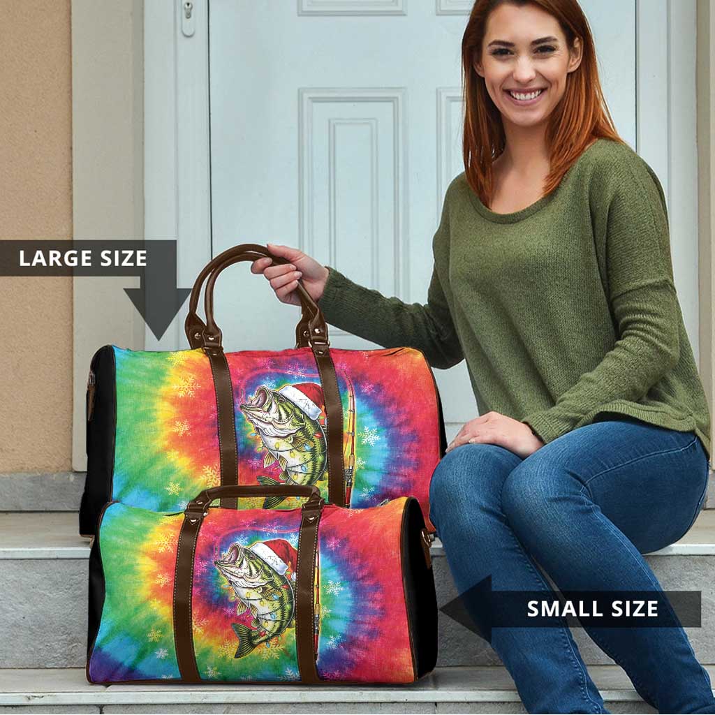 Funny Fishmas Bass Travel Bag Merry Fishmas Tie-dye Christmas Vibes - Wonder Print Shop