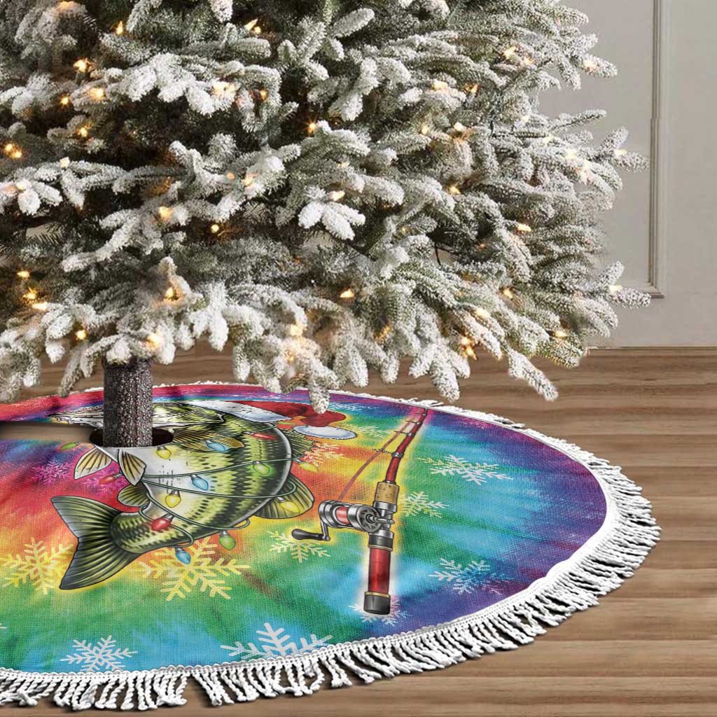 Funny Fishmas Bass Tree Skirt Merry Fishmas Tie-dye Christmas Vibes - Wonder Print Shop
