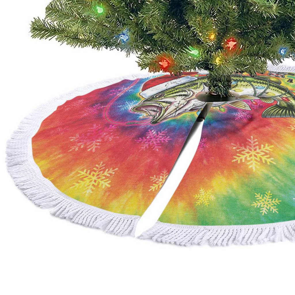 Funny Fishmas Bass Tree Skirt Merry Fishmas Tie-dye Christmas Vibes - Wonder Print Shop