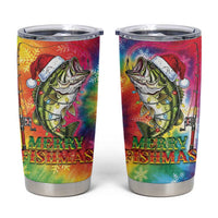 Funny Fishmas Bass Tumbler Cup Merry Fishmas Tie-dye Christmas Vibes - Wonder Print Shop