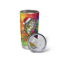 Funny Fishmas Bass Tumbler Cup Merry Fishmas Tie-dye Christmas Vibes - Wonder Print Shop