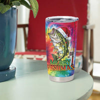 Funny Fishmas Bass Tumbler Cup Merry Fishmas Tie-dye Christmas Vibes - Wonder Print Shop