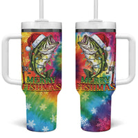Funny Fishmas Bass Tumbler With Handle Merry Fishmas Tie-dye Christmas Vibes - Wonder Print Shop