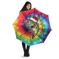 Funny Fishmas Bass Umbrella Merry Fishmas Tie-dye Christmas Vibes - Wonder Print Shop
