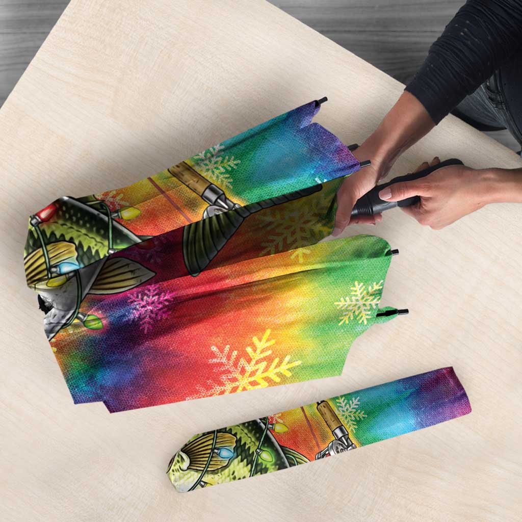 Funny Fishmas Bass Umbrella Merry Fishmas Tie-dye Christmas Vibes - Wonder Print Shop