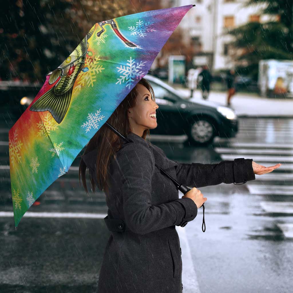 Funny Fishmas Bass Umbrella Merry Fishmas Tie-dye Christmas Vibes - Wonder Print Shop