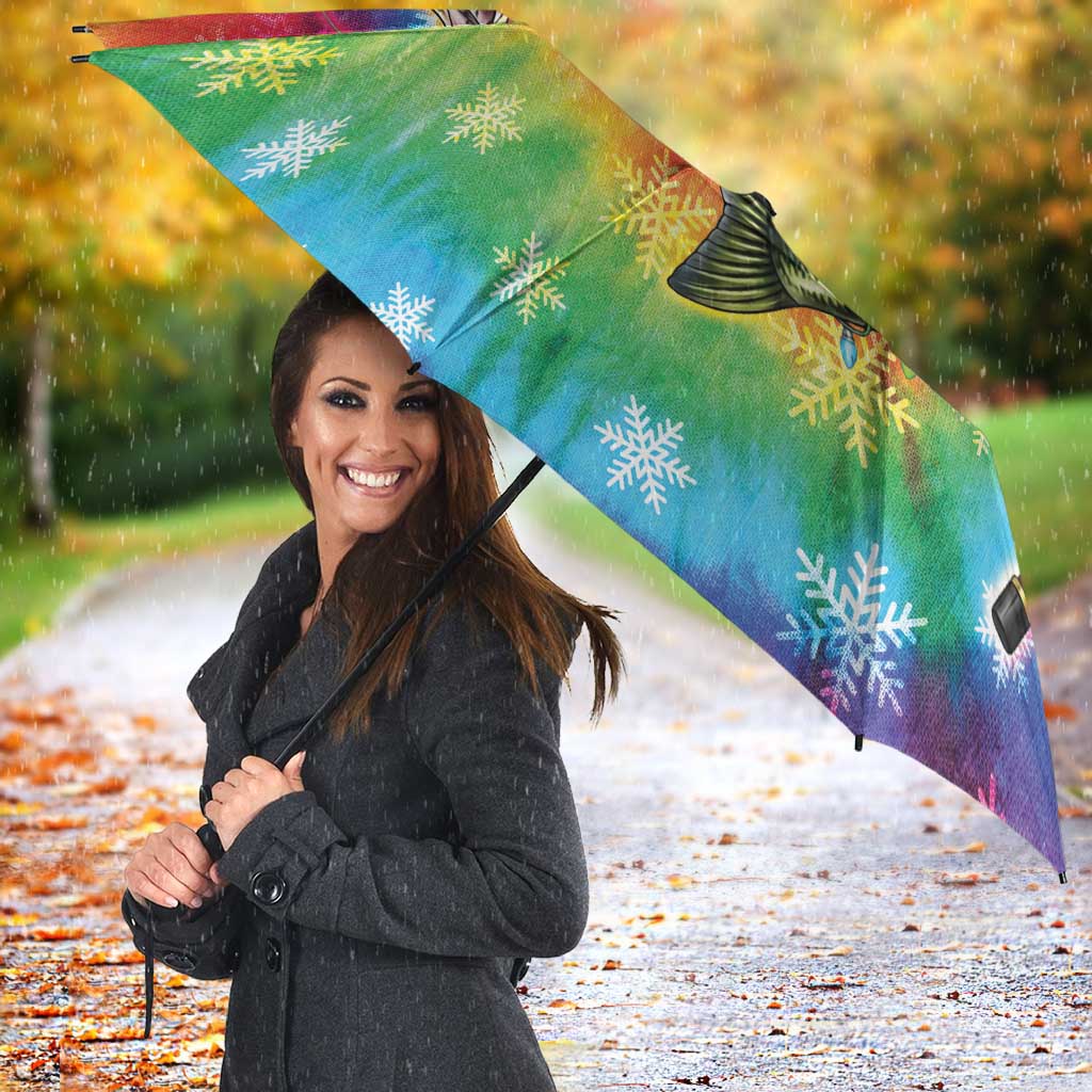 Funny Fishmas Bass Umbrella Merry Fishmas Tie-dye Christmas Vibes - Wonder Print Shop