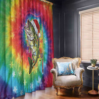 Funny Fishmas Bass Window Curtain Merry Fishmas Tie-dye Christmas Vibes - Wonder Print Shop