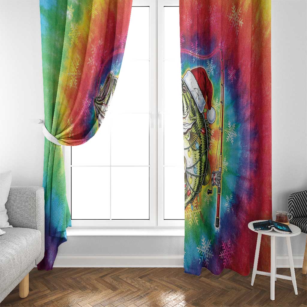Funny Fishmas Bass Window Curtain Merry Fishmas Tie-dye Christmas Vibes - Wonder Print Shop