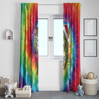 Funny Fishmas Bass Window Curtain Merry Fishmas Tie-dye Christmas Vibes - Wonder Print Shop
