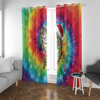 Funny Fishmas Bass Window Curtain Merry Fishmas Tie-dye Christmas Vibes - Wonder Print Shop