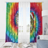 Funny Fishmas Bass Window Curtain Merry Fishmas Tie-dye Christmas Vibes - Wonder Print Shop