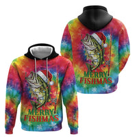 Funny Fishmas Bass Zip Hoodie Merry Fishmas Tie-dye Christmas Vibes - Wonder Print Shop