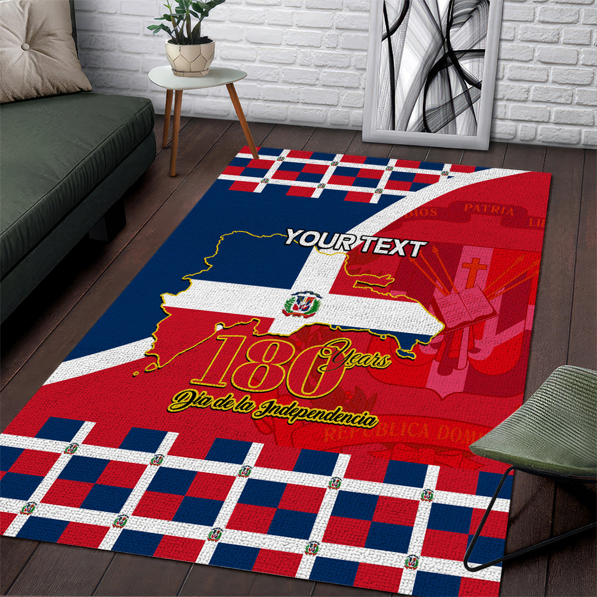Dominican Republic 180th Years Independence Day Personalized Area Rug