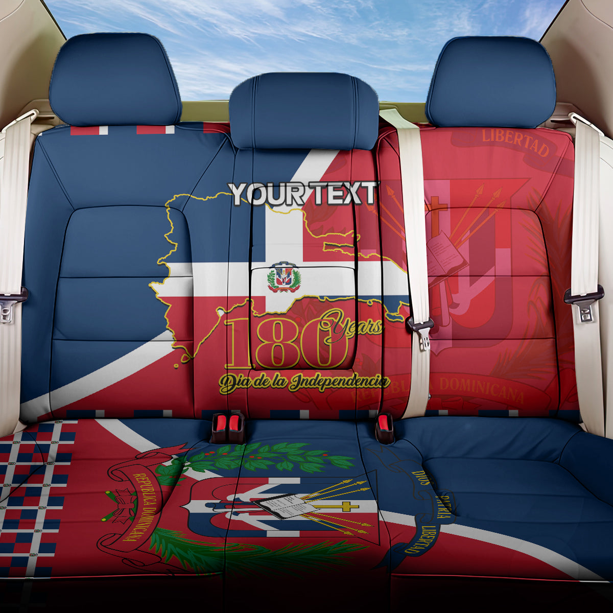 Dominican Republic 180th Years Independence Day Personalized Back Car Seat Cover LT9 - Wonder Print Shop