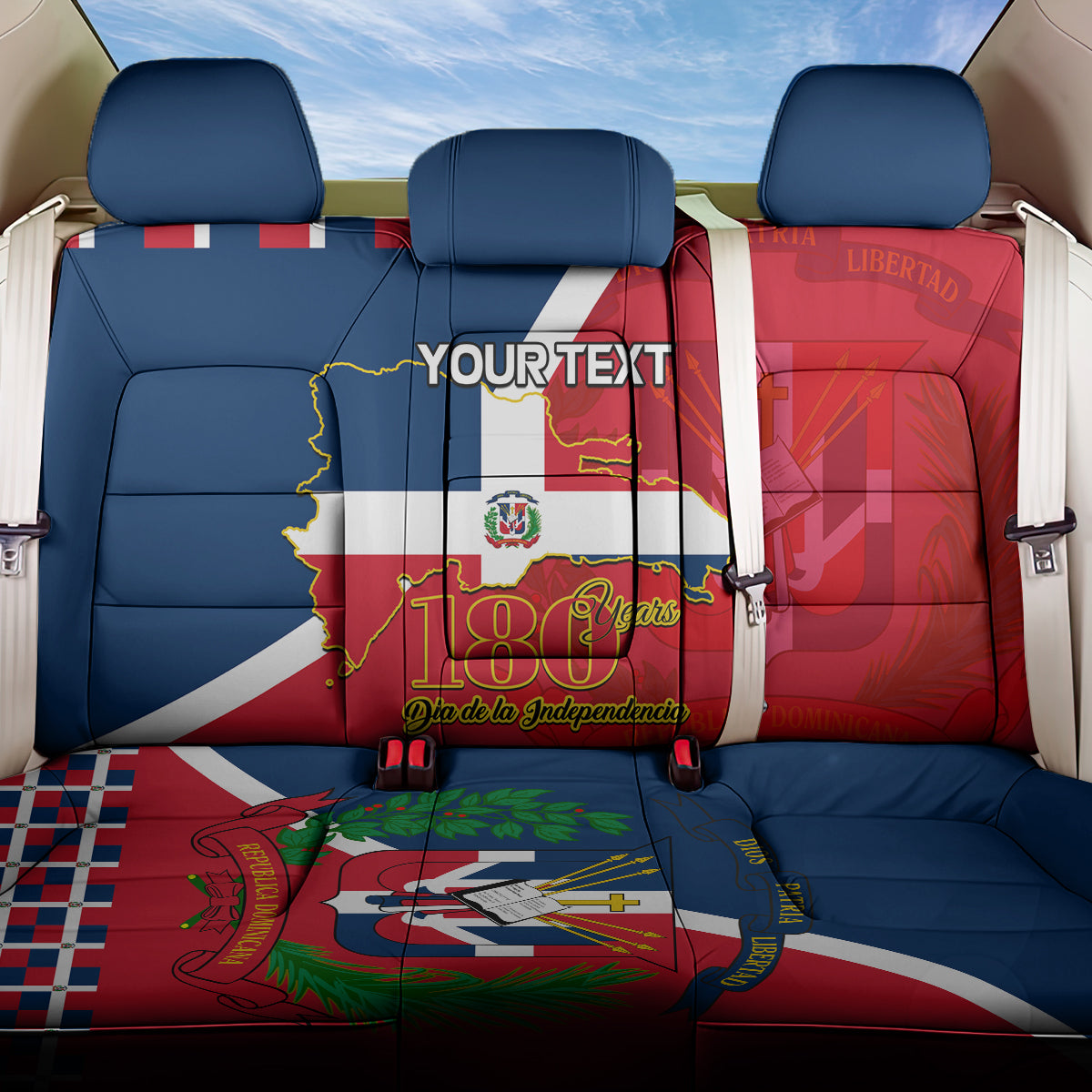 Dominican Republic 180th Years Independence Day Personalized Back Car Seat Cover