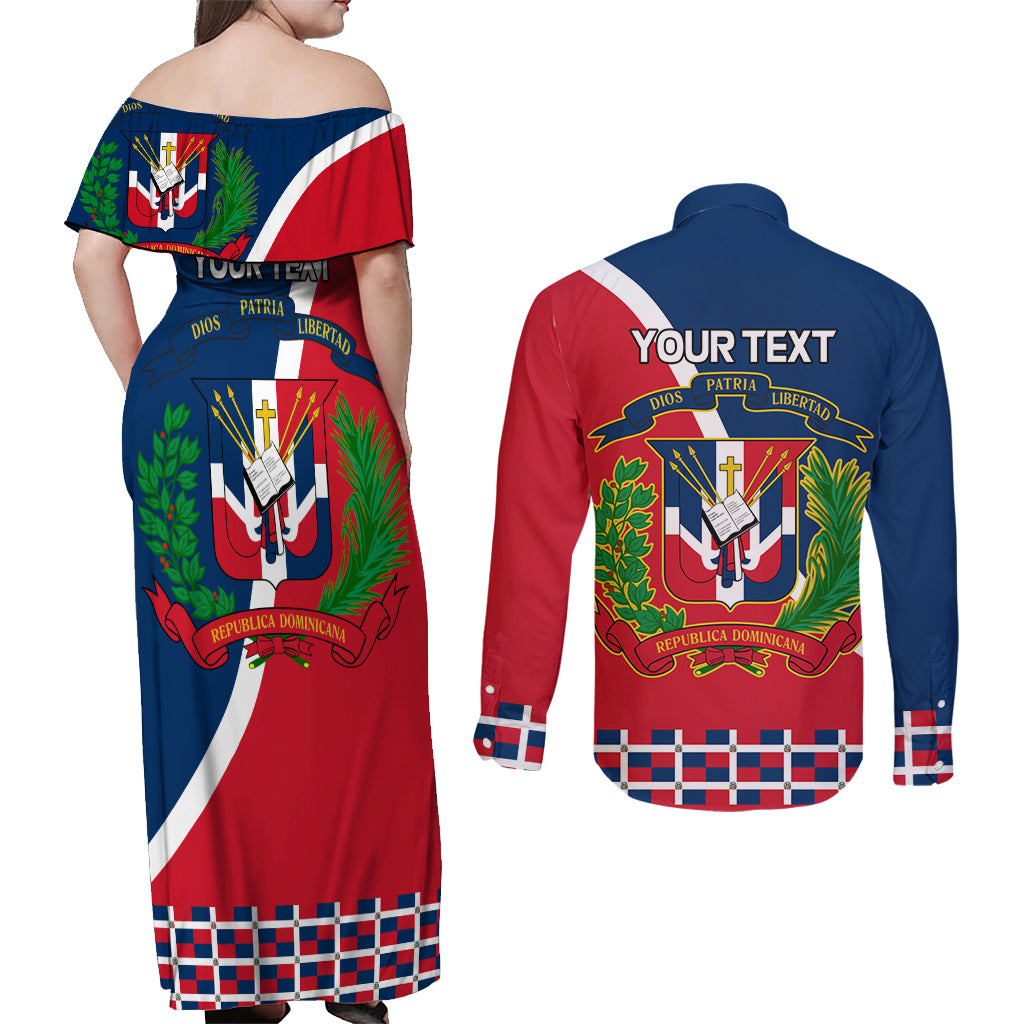 Dominican Republic 180th Years Independence Day Personalized Couples Matching Off Shoulder Maxi Dress and Long Sleeve Button Shirt LT9 - Wonder Print Shop