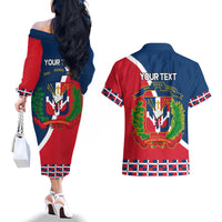 Dominican Republic 180th Years Independence Day Personalized Couples Matching Off The Shoulder Long Sleeve Dress and Hawaiian Shirt LT9 - Wonder Print Shop