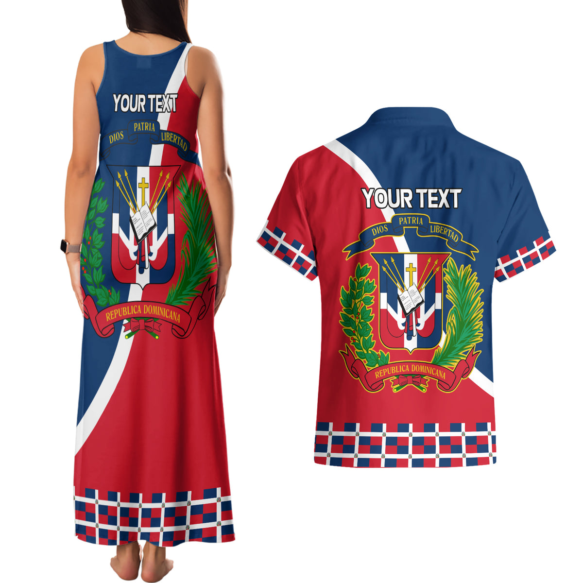 Dominican Republic 180th Years Independence Day Personalized Couples Matching Tank Maxi Dress and Hawaiian Shirt LT9 - Wonder Print Shop