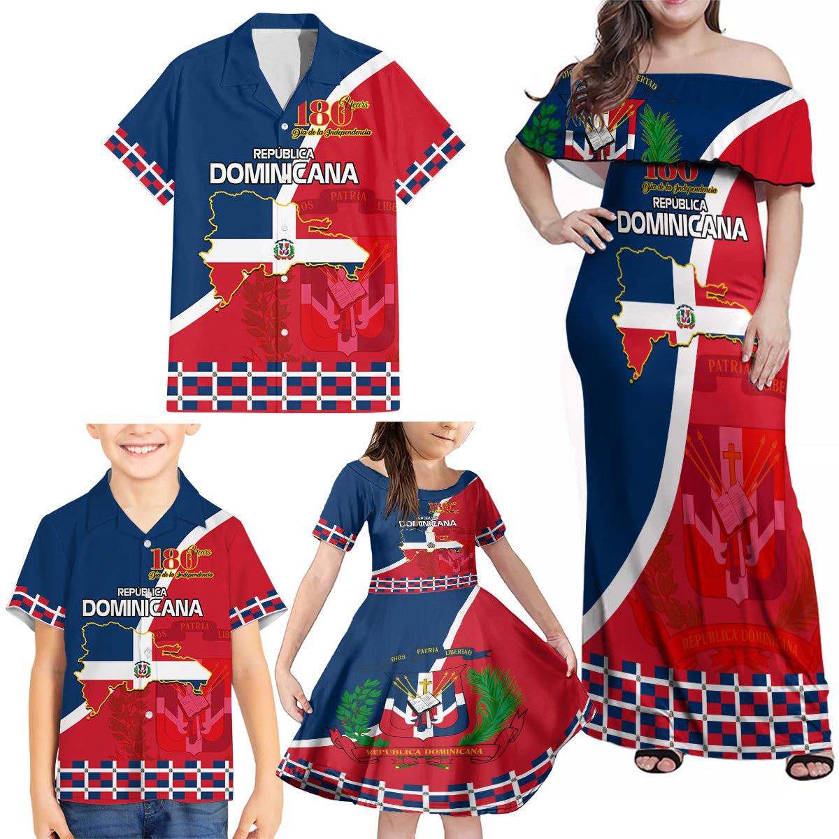 dominican-republic-180th-years-independence-day-personalized-family-matching-off-shoulder-maxi-dress-and-hawaiian-shirt