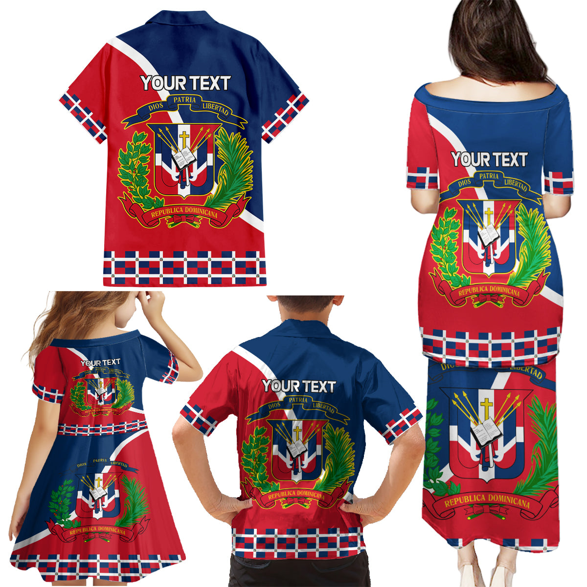 Dominican Republic 180th Years Independence Day Personalized Family Matching Puletasi and Hawaiian Shirt - Wonder Print Shop