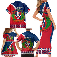 Dominican Republic 180th Years Independence Day Personalized Family Matching Short Sleeve Bodycon Dress and Hawaiian Shirt - Wonder Print Shop