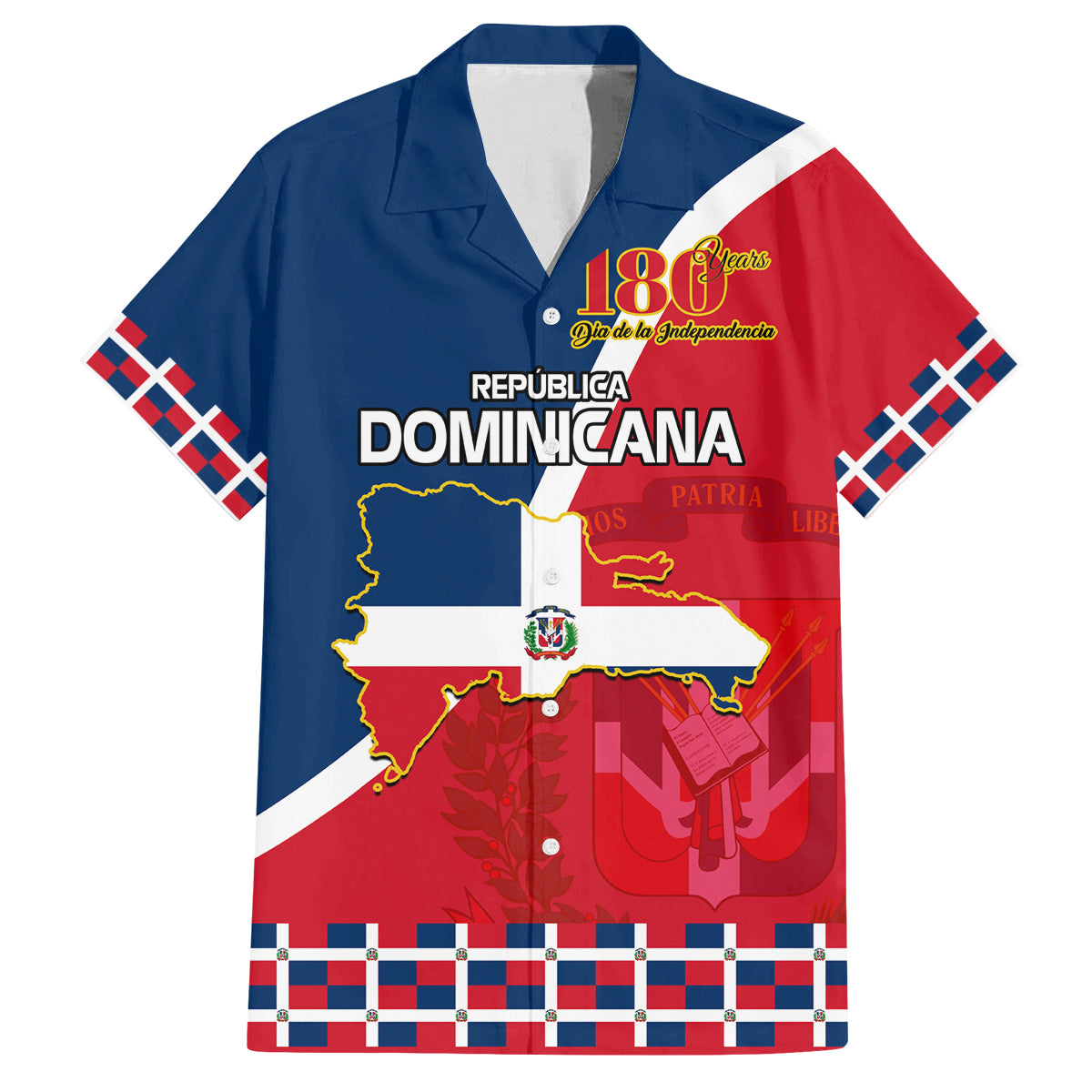 Dominican Republic 180th Years Independence Day Personalized Family Matching Summer Maxi Dress and Hawaiian Shirt - Wonder Print Shop