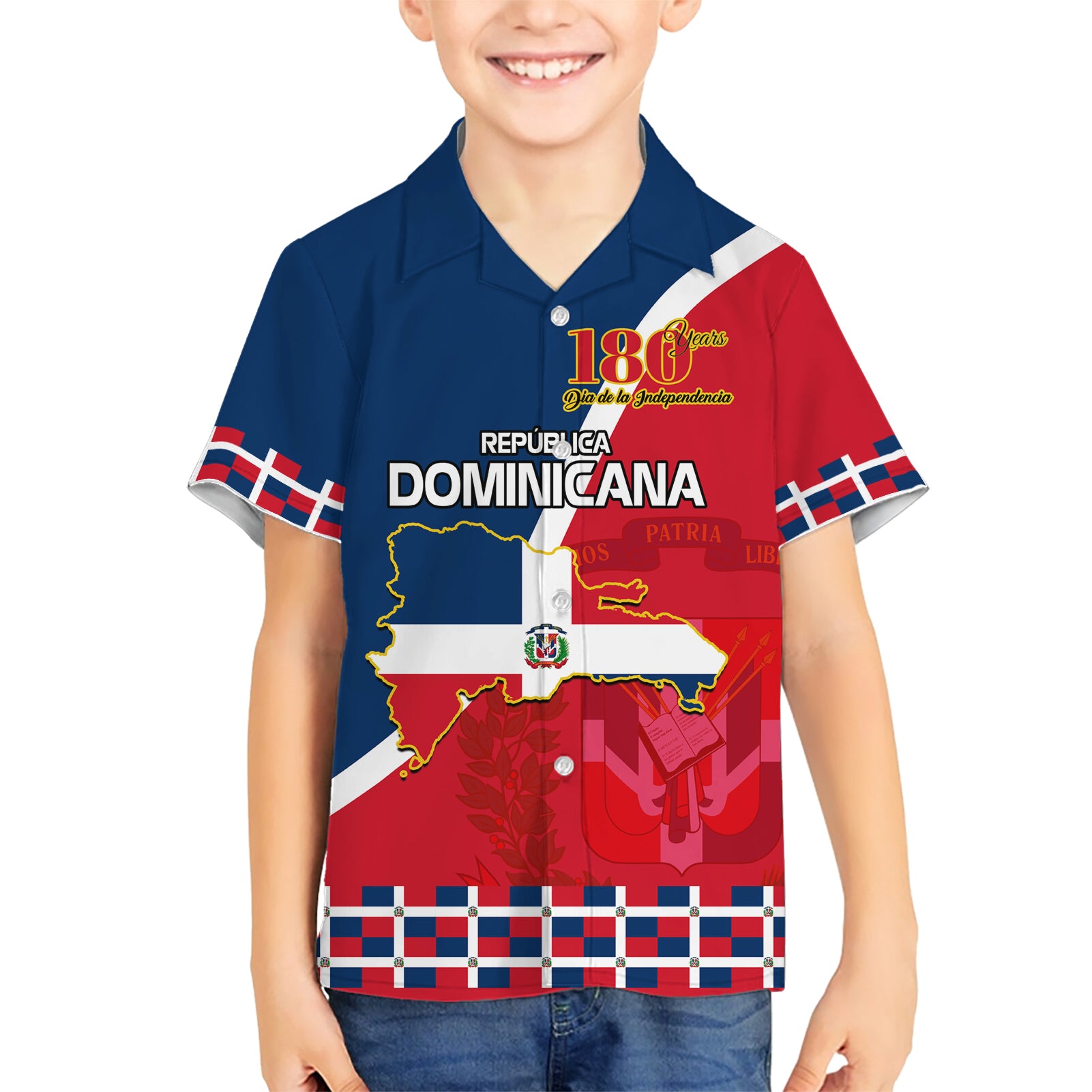 Dominican Republic 180th Years Independence Day Personalized Kid Hawaiian Shirt - Wonder Print Shop