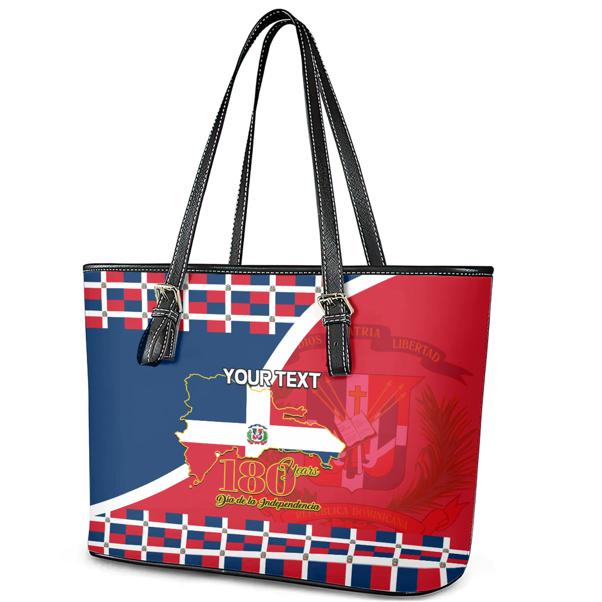Dominican Republic 180th Years Independence Day Personalized Leather Tote Bag - Wonder Print Shop