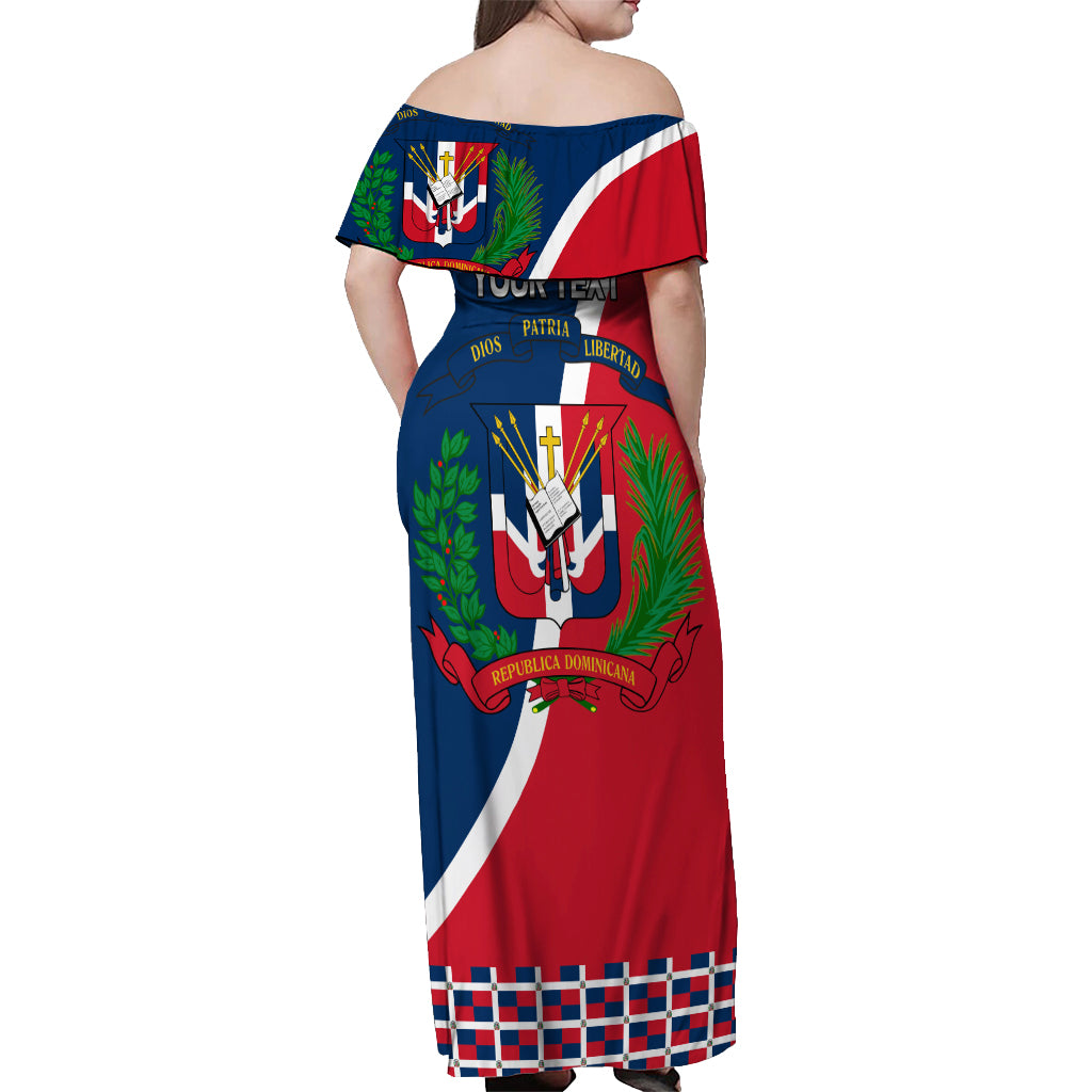 Dominican Republic 180th Years Independence Day Personalized Off Shoulder Maxi Dress - Wonder Print Shop