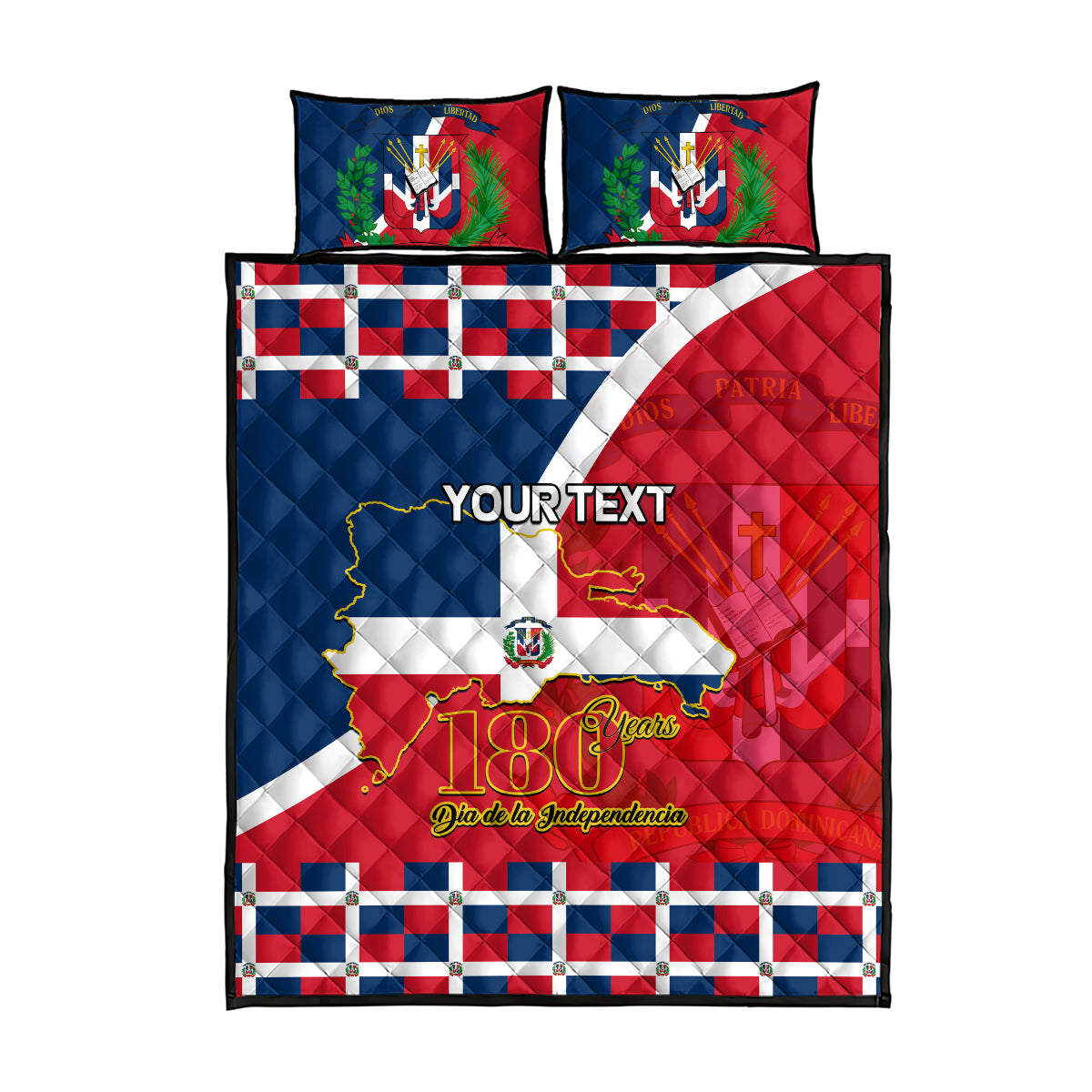 Dominican Republic 180th Years Independence Day Personalized Quilt Bed Set - Wonder Print Shop