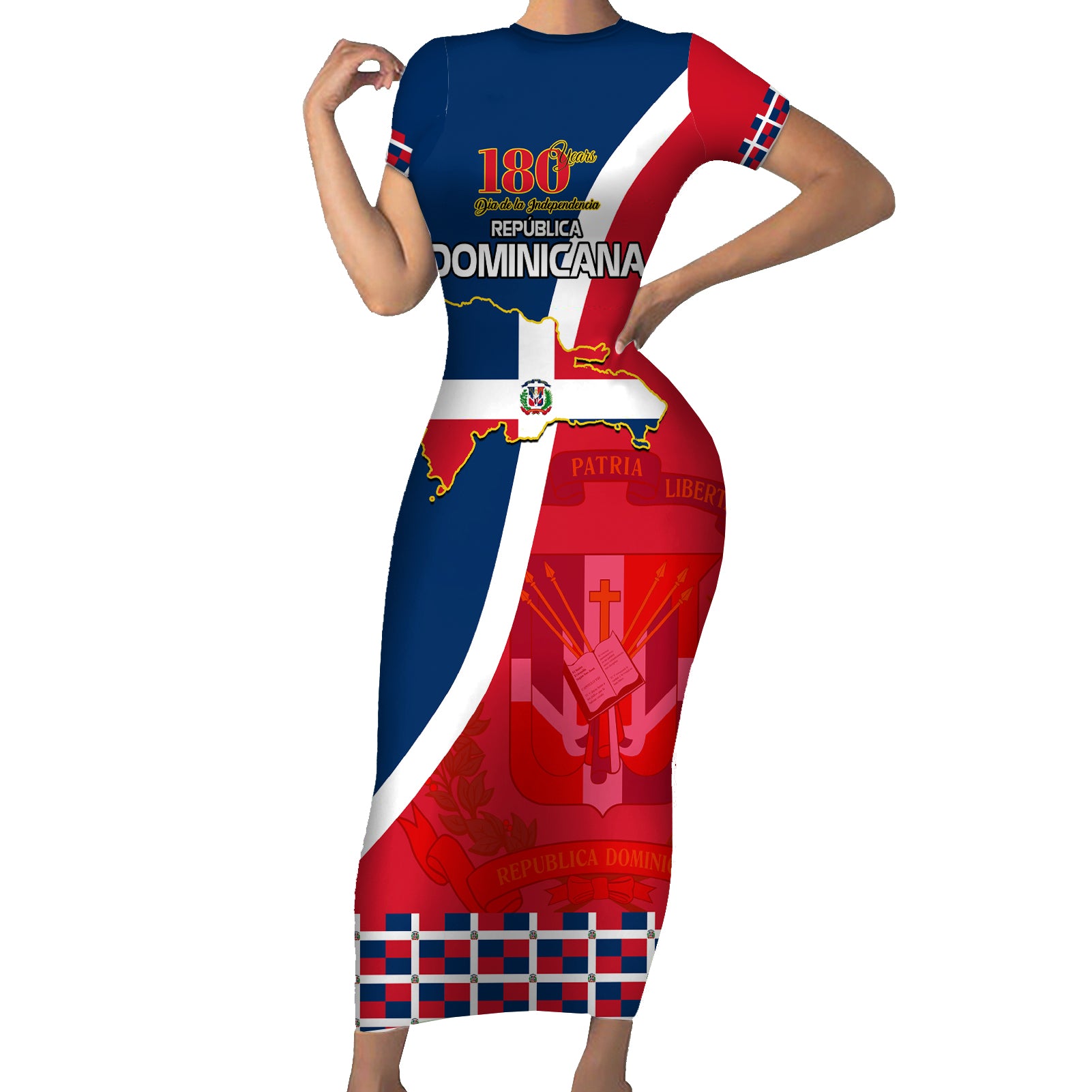 dominican-republic-180th-years-independence-day-personalized-short-sleeve-bodycon-dress