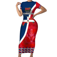 Dominican Republic 180th Years Independence Day Personalized Short Sleeve Bodycon Dress - Wonder Print Shop