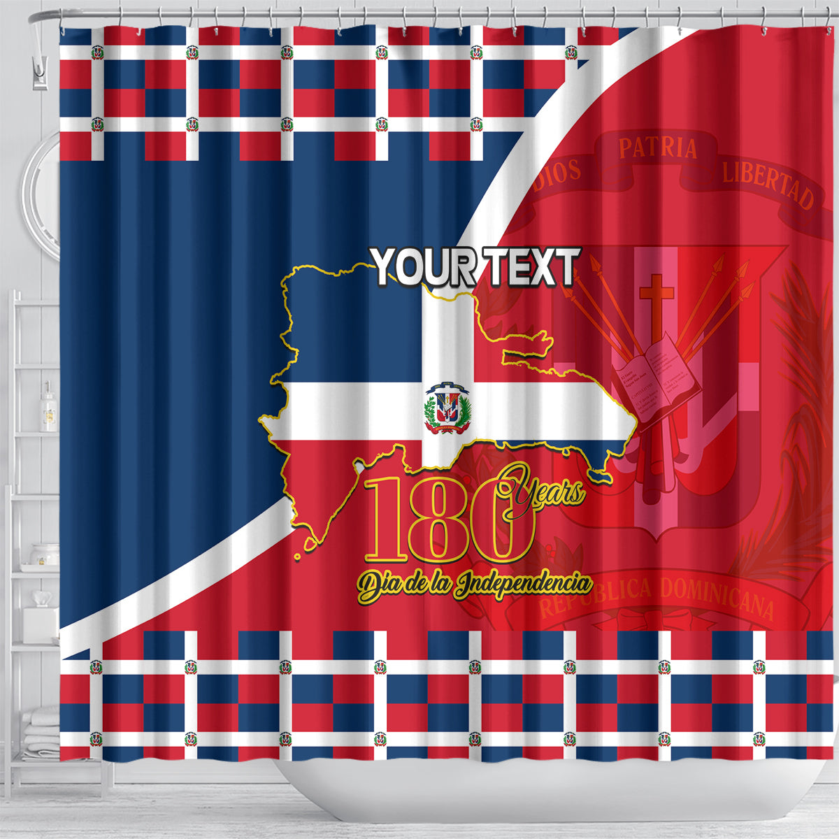 Dominican Republic 180th Years Independence Day Personalized Shower Curtain