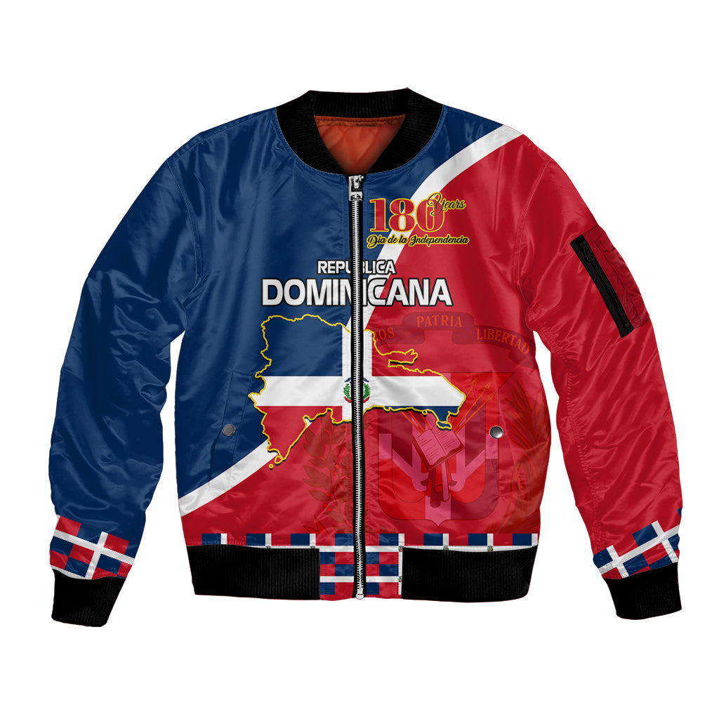 Dominican Republic 180th Years Independence Day Personalized Sleeve Zip Bomber Jacket - Wonder Print Shop