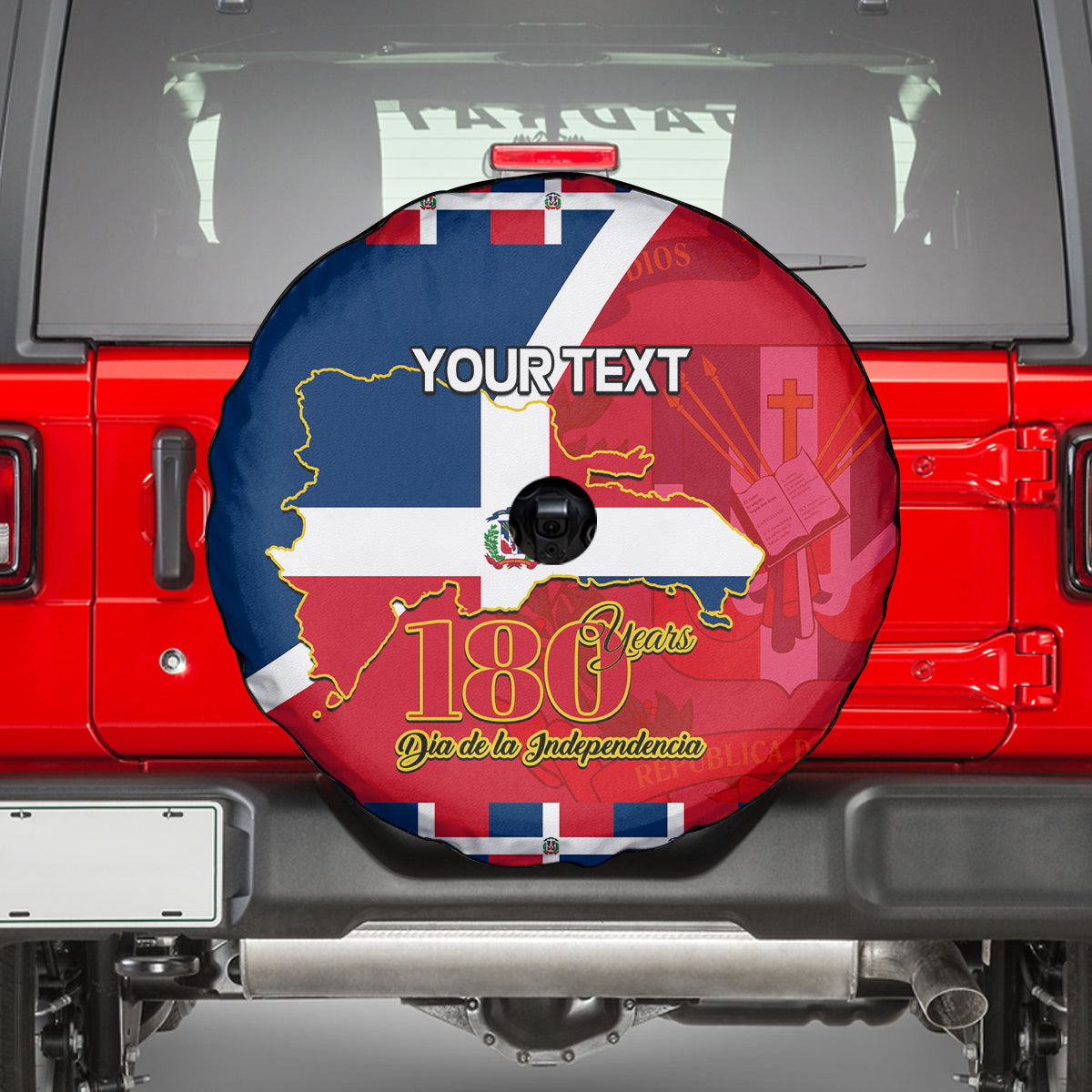 Dominican Republic 180th Years Independence Day Personalized Spare Tire Cover - Wonder Print Shop