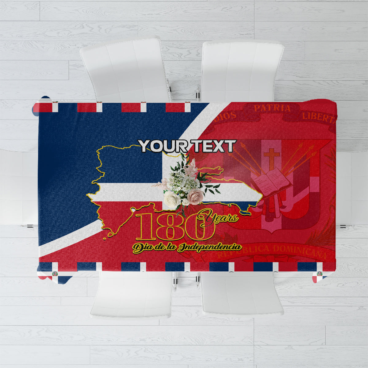 Dominican Republic 180th Years Independence Day Personalized Tablecloth - Wonder Print Shop
