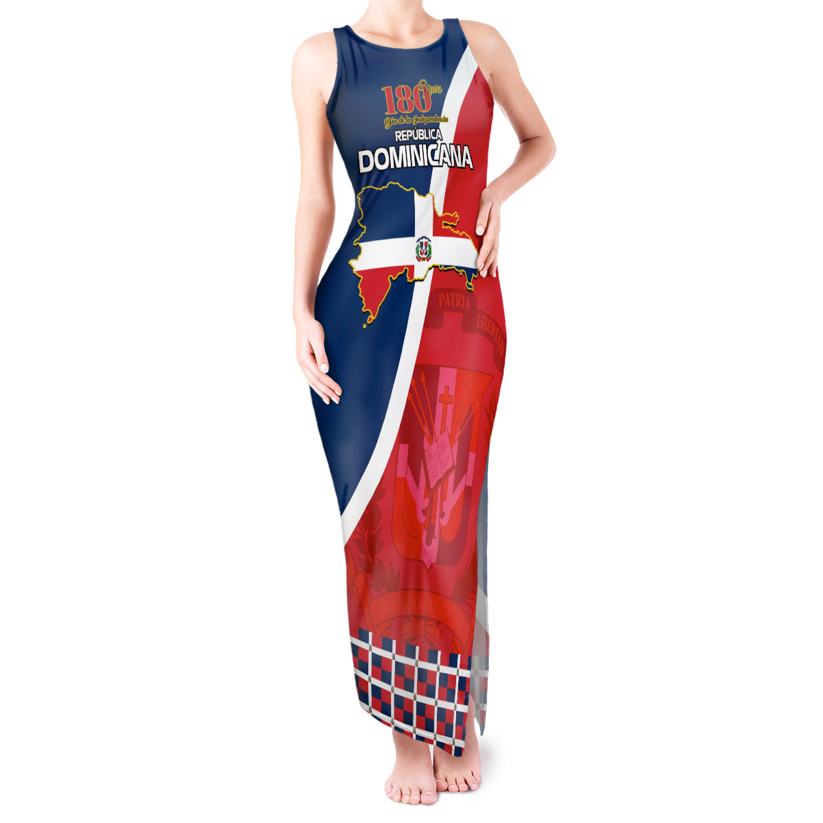 Dominican Republic 180th Years Independence Day Personalized Tank Maxi Dress - Wonder Print Shop