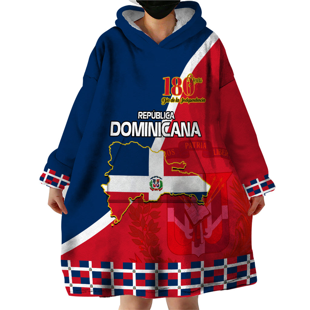 Dominican Republic 180th Years Independence Day Personalized Wearable Blanket Hoodie - Wonder Print Shop