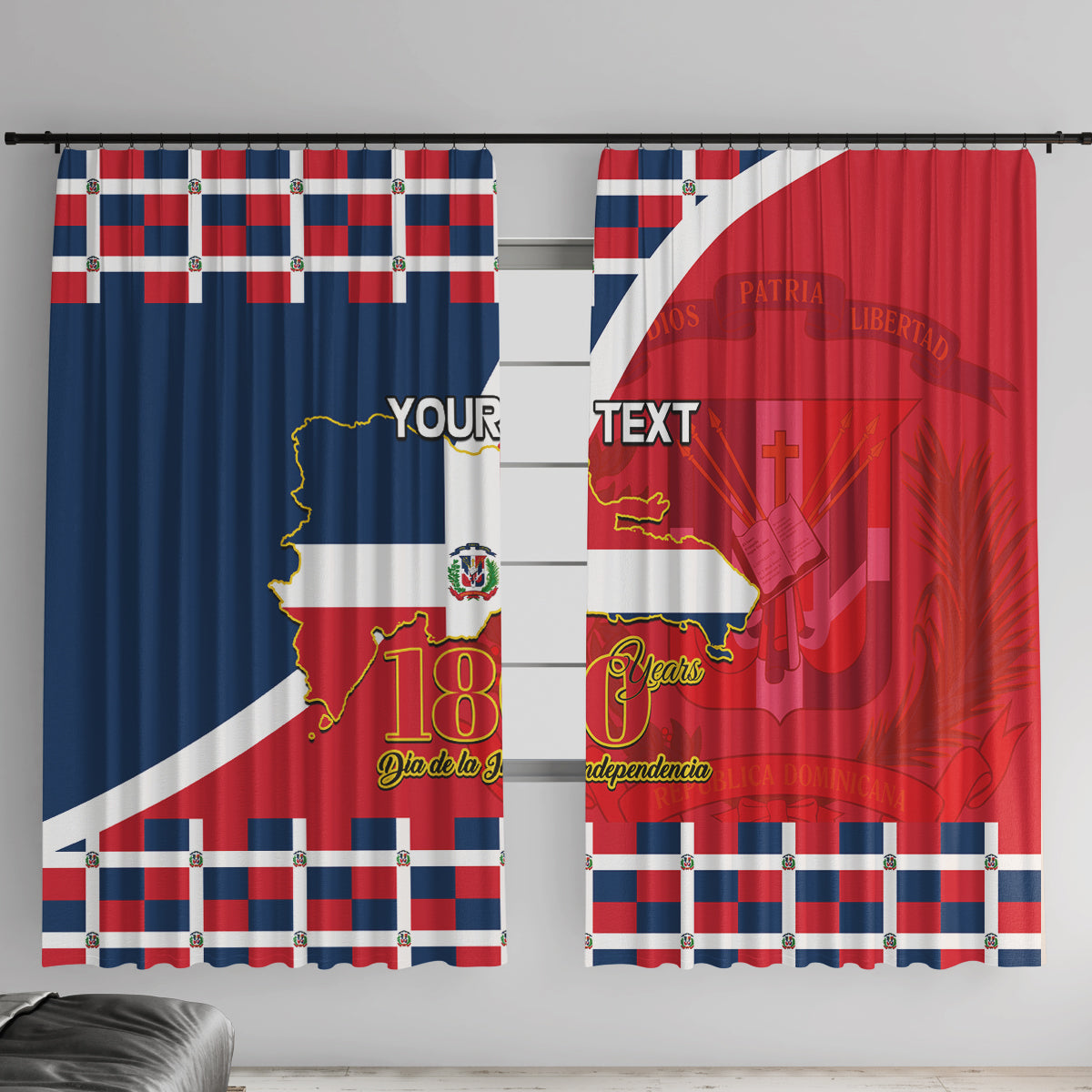 Dominican Republic 180th Years Independence Day Personalized Window Curtain
