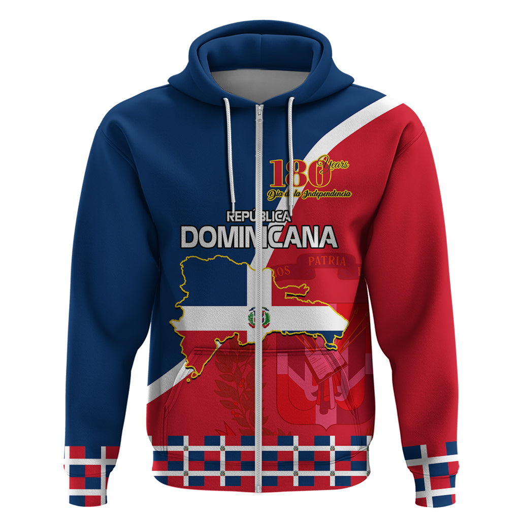 Dominican Republic 180th Years Independence Day Personalized Zip Hoodie - Wonder Print Shop