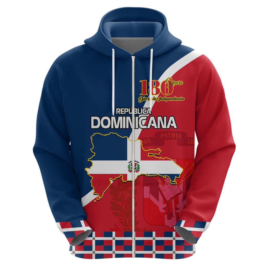 Dominican Republic 180th Years Independence Day Personalized Zip Hoodie - Wonder Print Shop