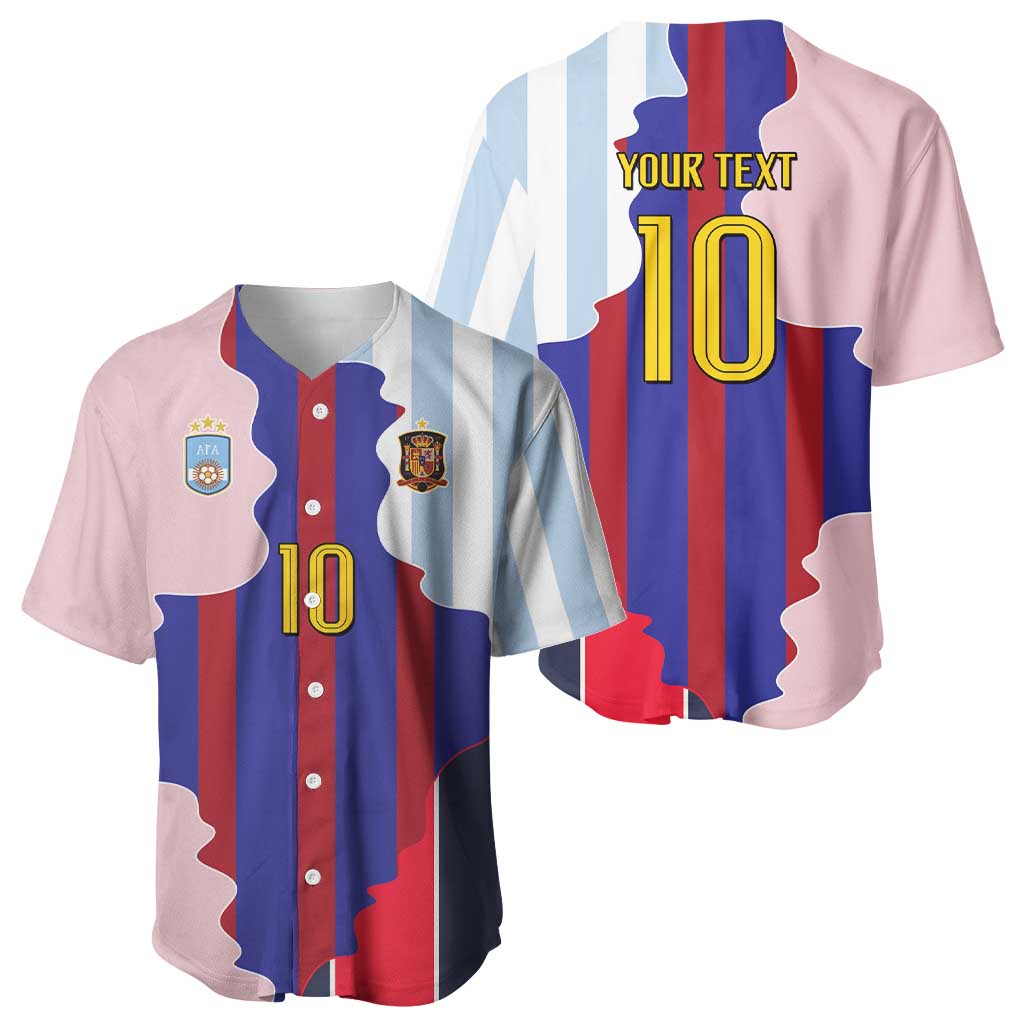 Custom Argentina and Spain Baseball Jersey Special Vintage Match Team Edition