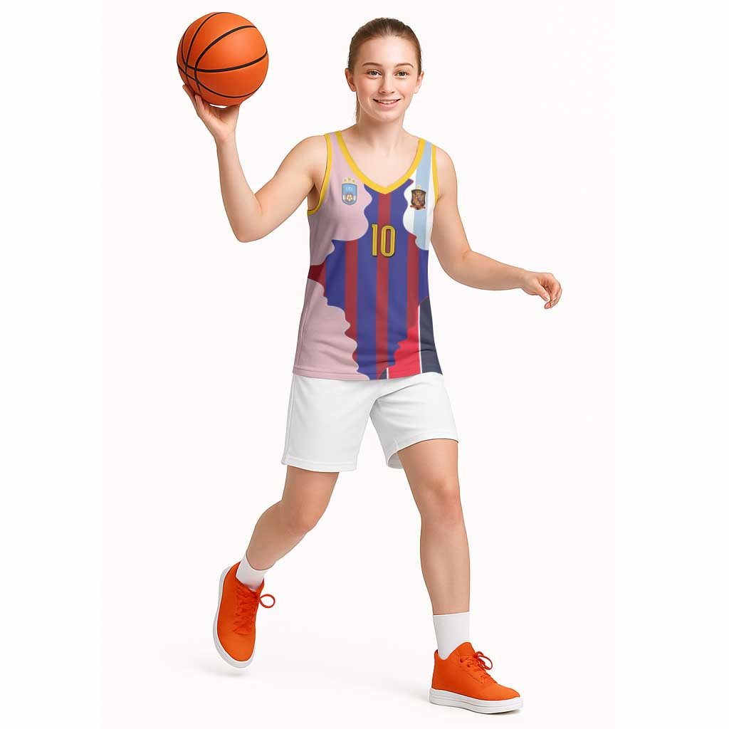 Custom Argentina and Spain Basketball Jersey Special Vintage Match Team Edition