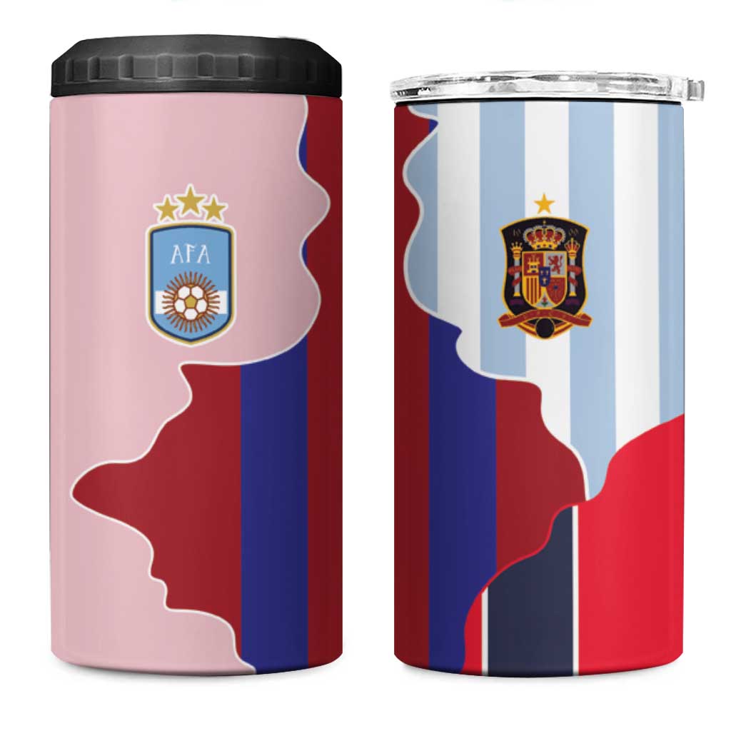 Custom Argentina and Spain 4 in 1 Can Cooler Tumbler Special Vintage Match Team Edition